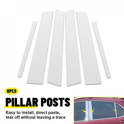 6x Chrome Pillar Posts for 2018-24 Chevrolet Equinox Set Door Trim Piano Decal N