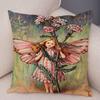 Colorful Fairy Tale World Elves Cushion Cover Decor Cute Cartoon Flower Girl Pillow Case for Sofa Home Polyester Pillowcase