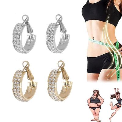 2 Paar Ohrakupressur-Ohrringe mit Diamantbesatz zum Abnehmen, Piercing, Lymphdrainage, Ohrstecker für Damen