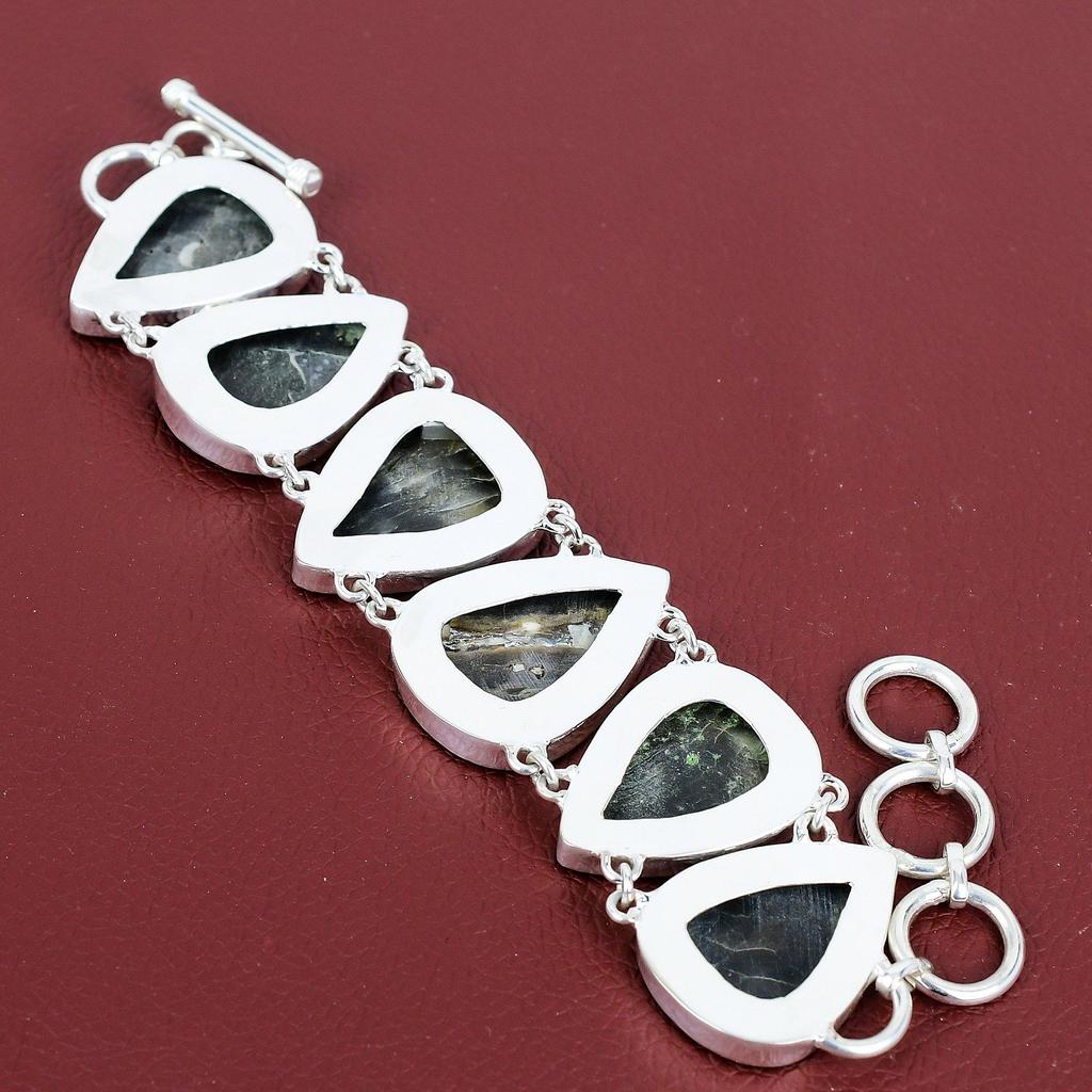 Black mother of pearl bracelet 925 sterling silver bracelet adjustable chain gemstone bracelet silver jewelry handmade bracelet gift for mom