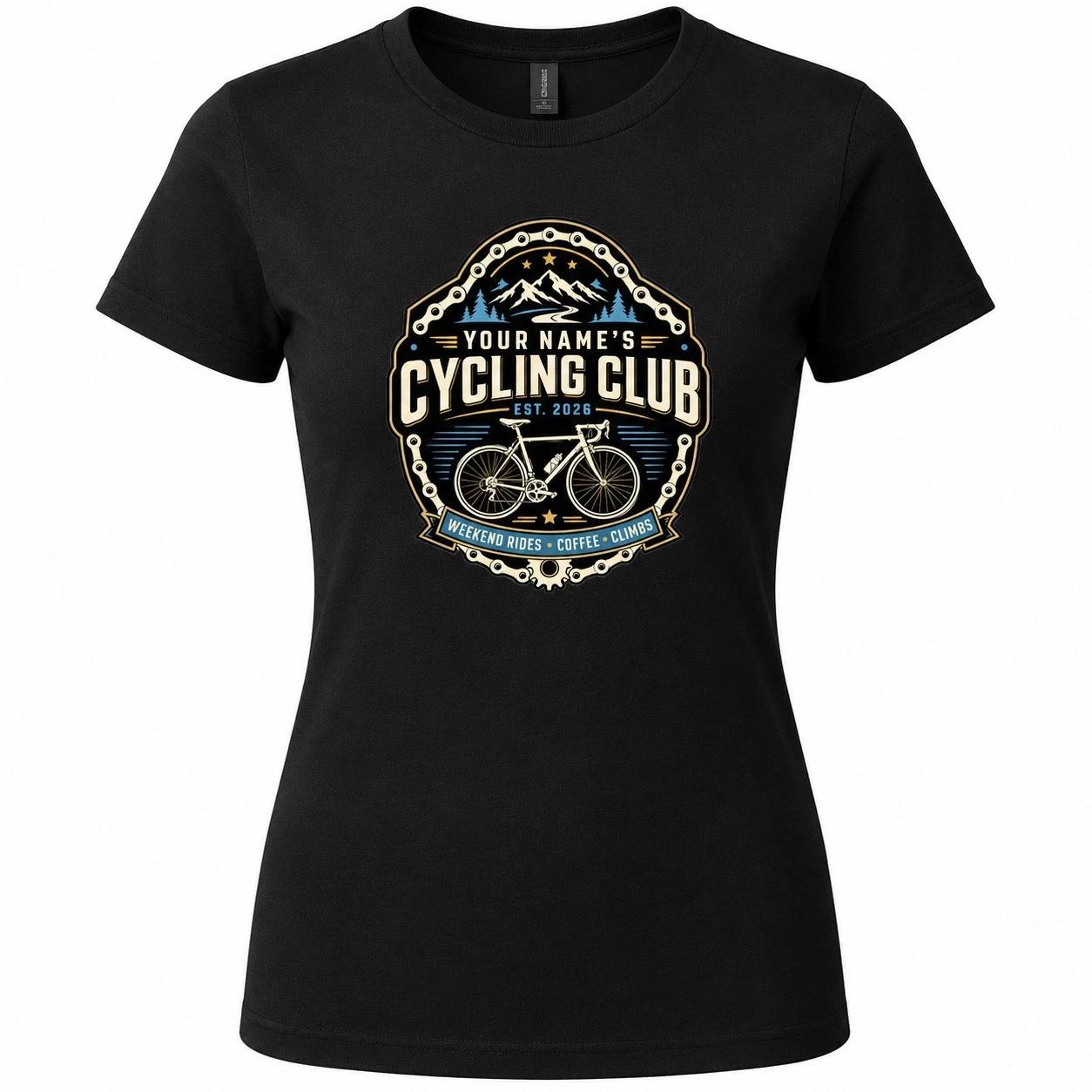 Personalised Womens Cycling Club T-Shirt Custom Name Year Cyclist Gift Idea Bike S