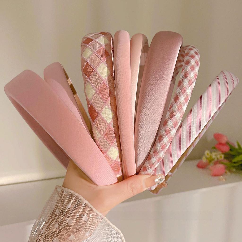 2023 Women's Pink Wide-Edged Hair Hoop: Sweet Summer Headdress for Face Wash