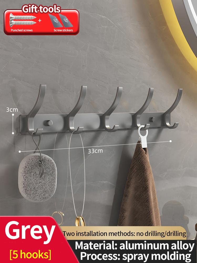 No Drill of Door Hooks, Space Aluminum, Non Perforated Bathroom Hooks, Bedroom Storage, Clothes Hanger Hooks, Wall Clothes Hook