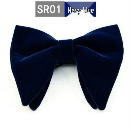 Men's Large Double Layer Velvet Bow Tie - Solid Color Fashion Statement
