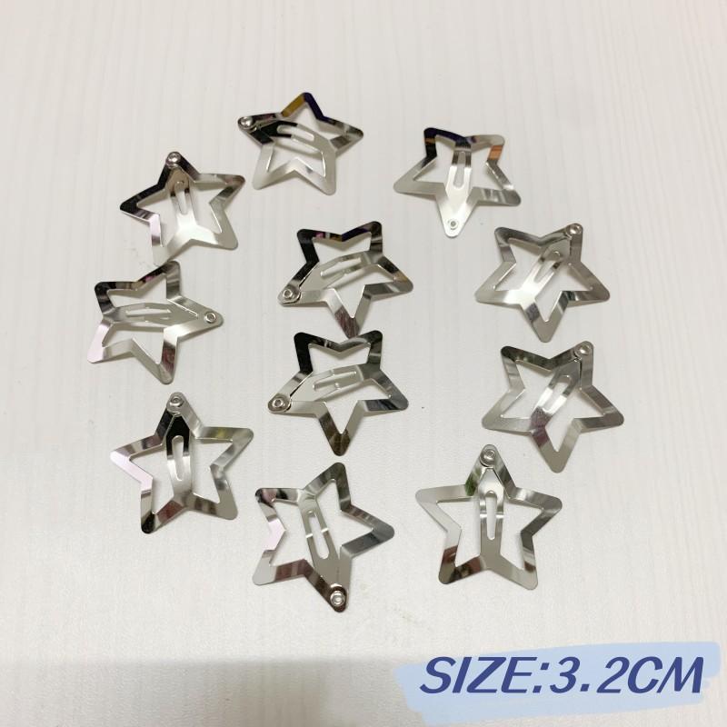 10 SZT. Y2K Srebrne Złote Spinki do Włosów z Gwiazdami dla Dziewczynek Metalowe Zatrzaskowe Spinki Kobiety Proste Wsuwki Barrette Dziecięce Akcesoria do Włosów