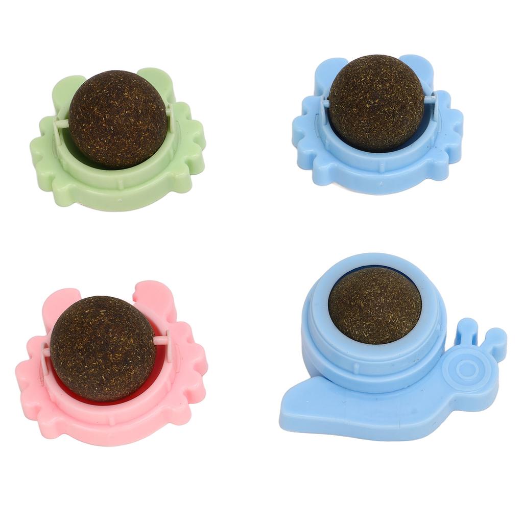 4pcs Catnip Ball Interactive Natural Teeth Cleaning Crab Rotating Cat Lick Ball Toy for Cats Kittens