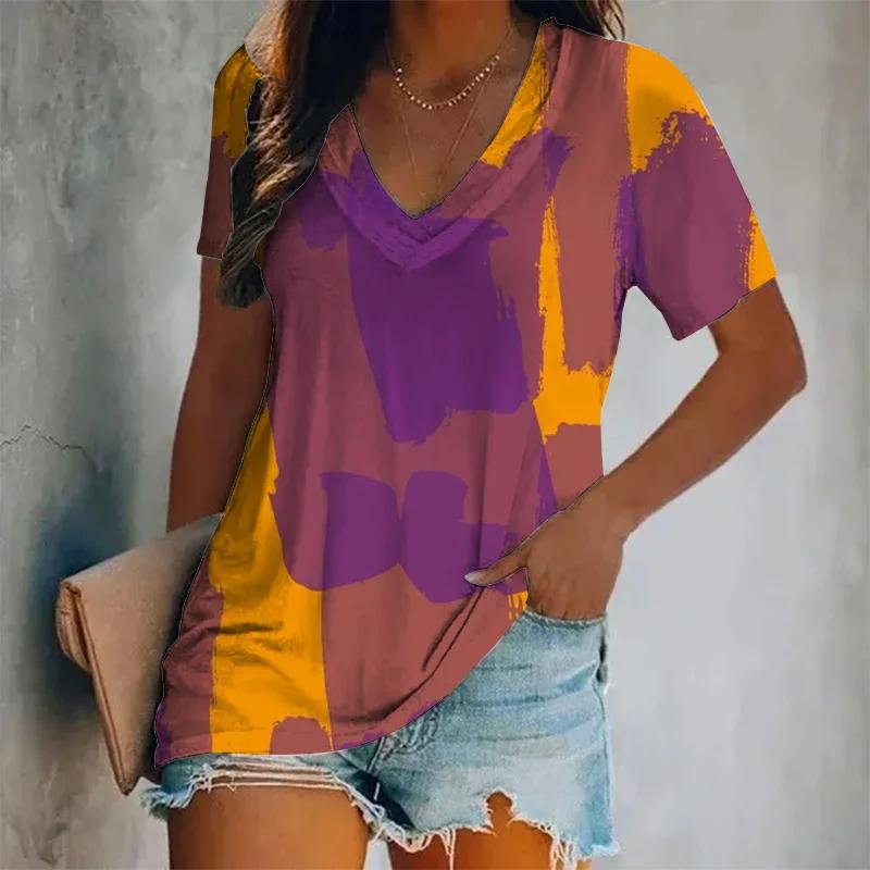 

Новые летние женские винтажные футболки с леопардовым принтом, топы с V-образным вырезом, футболки, женская модная одежда с коротким рукавом, женская повседневная повседневная одежда 3XL