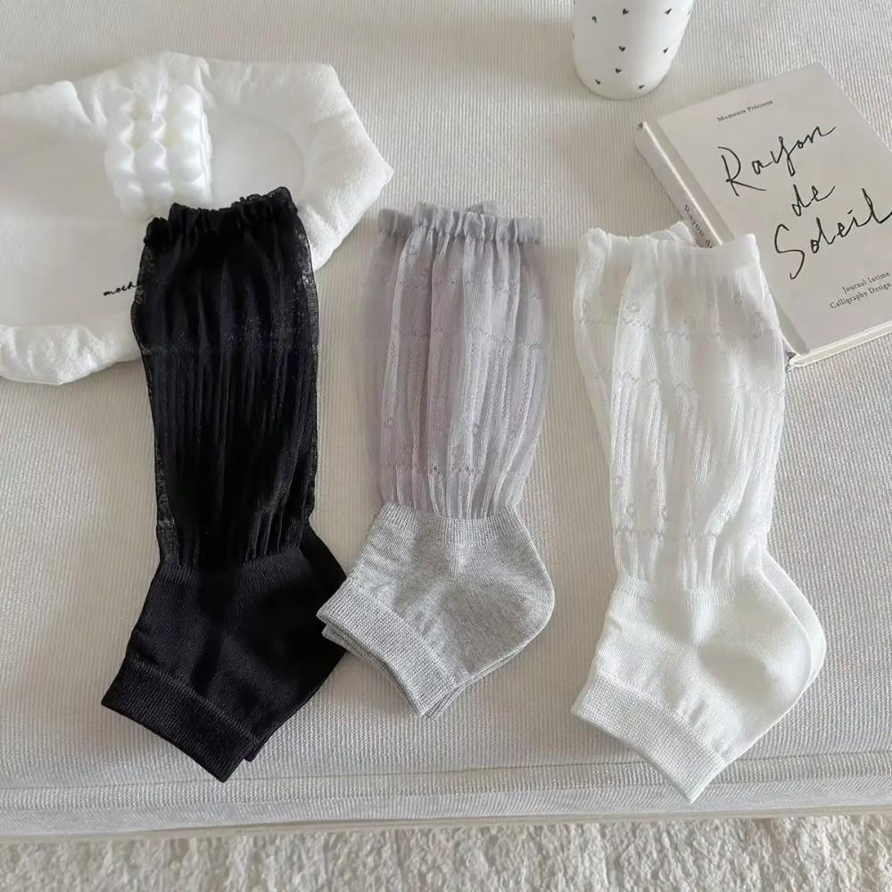 Kawaii Thin Short Socks Transparent Breathable Arm Cover Mesh Ruffle Leg Warmers Women Girls