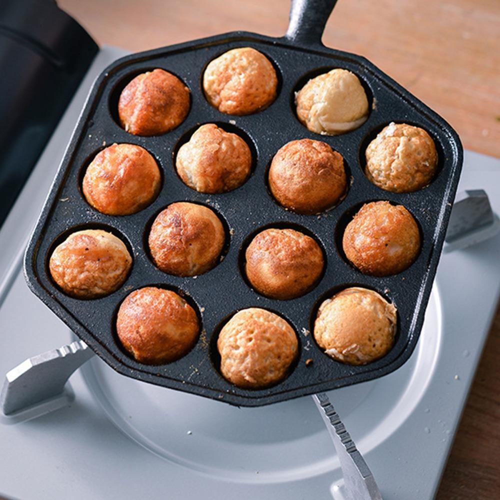 Sartén para Aebleskiver de 14 Agujeros Antiadherente Parrilla Sartén para Tortitas Fabricante de Takoyaki Bolas de Ebelskiver/Tortitas