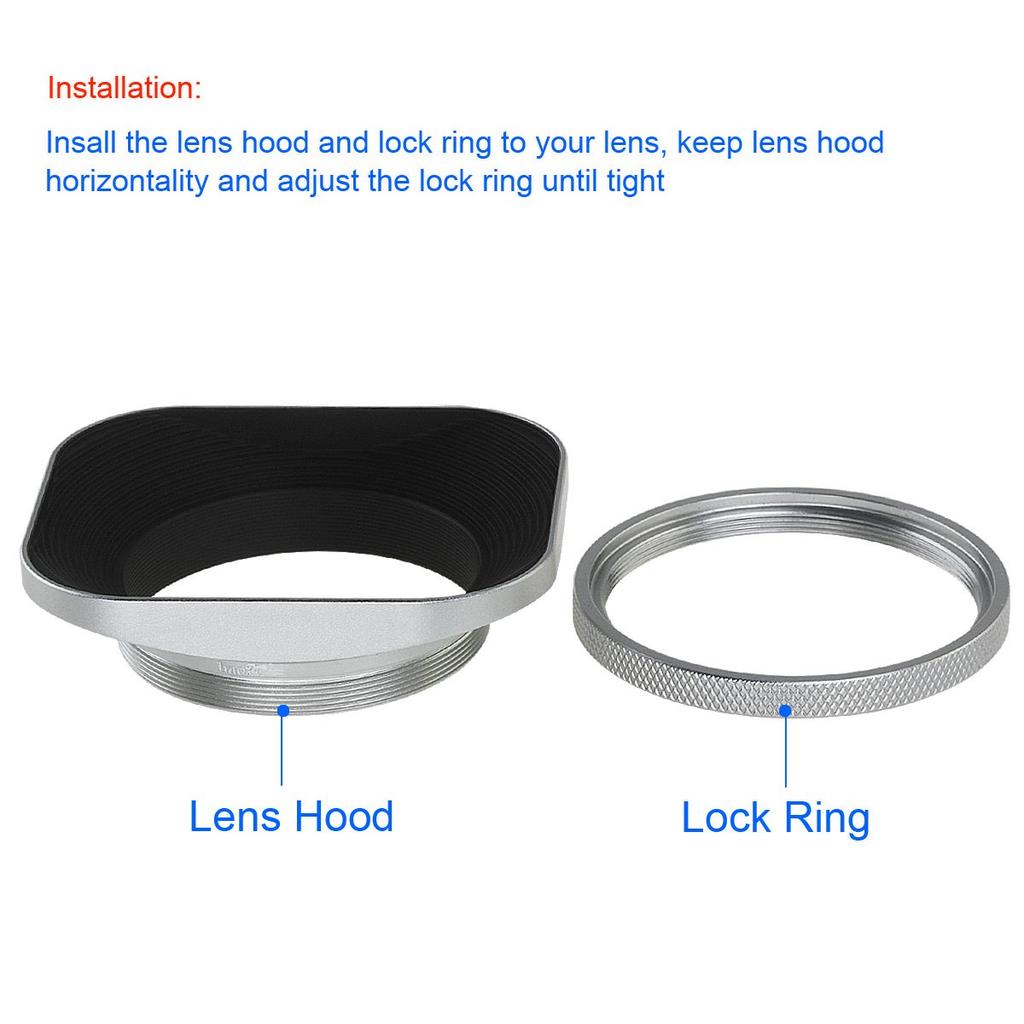 Haoge 58mm Square Metal Mount Lens Hood Shade Cap for 58mm Canon Nikon Leica Leitz Zeiss Voigtlander Nikkor Fujifilm Olympus Lenses and Other 58mm