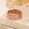 Fashionable Classic Engraved Titanium Steel Ring, Double-layer Design with Inlaid Zircon, Men's and Women's Accessories