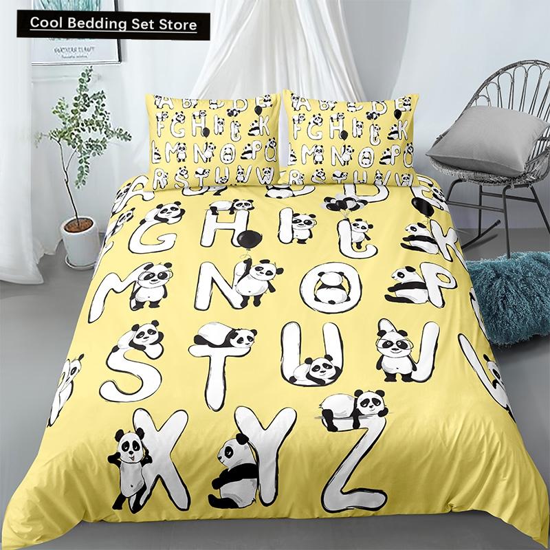 Panda Printed 2/3pcs Bedding Set Bamboo Duvet Cover for Adult Child Bedclothes and Pillowcases Comforter Covers Bed Sets King