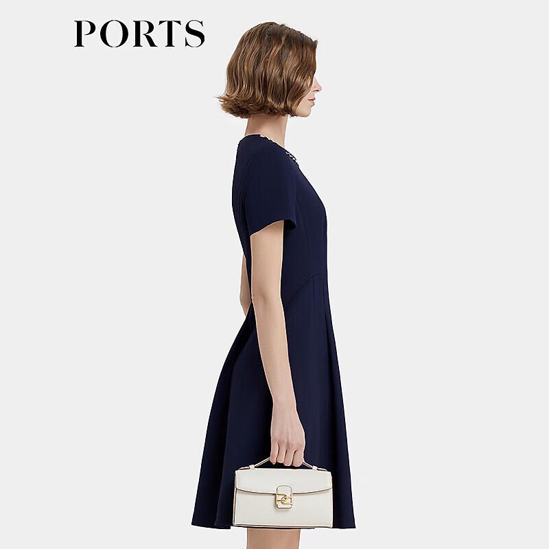 PORTS Women's Navy Blue Round Neck Knit Dress