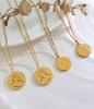 Korean Abstract Portrait Pendant Necklace - Gold Plated Titanium Steel