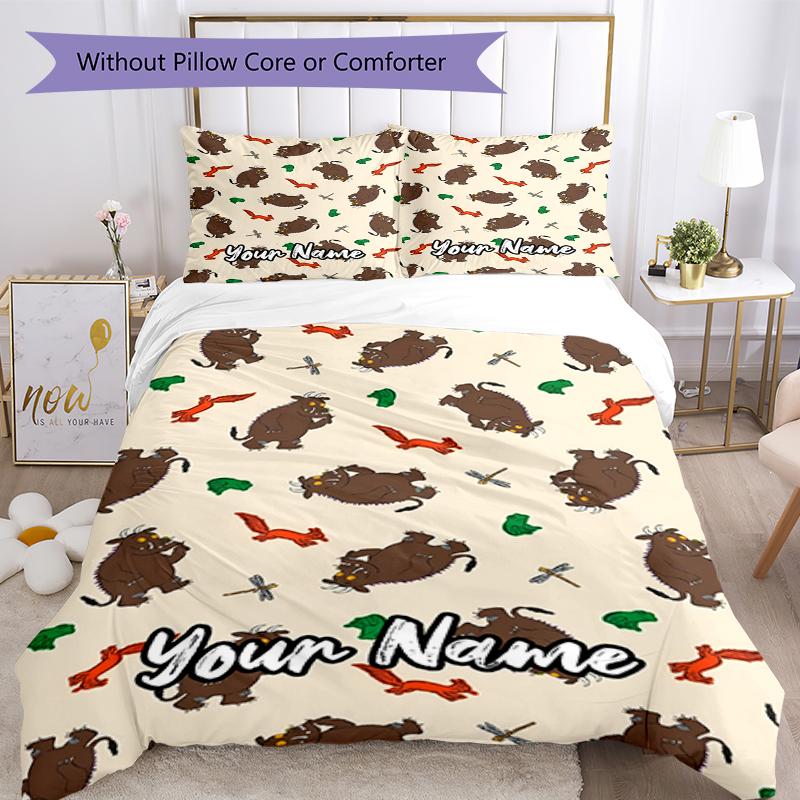 Set Biancheria da Letto Il Gruffalò Personalizzato con Nome 3 Pezzi Copripiumino Chiusura Include 1 Copripiumino e 2 Federe, Morbido e Confortevole per Tutte le Stagioni.