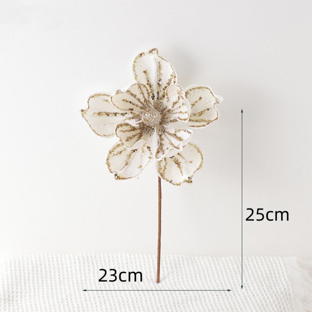 Christmas Gifts Artificial Poinsettia Glitter Flower Sequin Flannel Photography Props Fake Flowers New Year