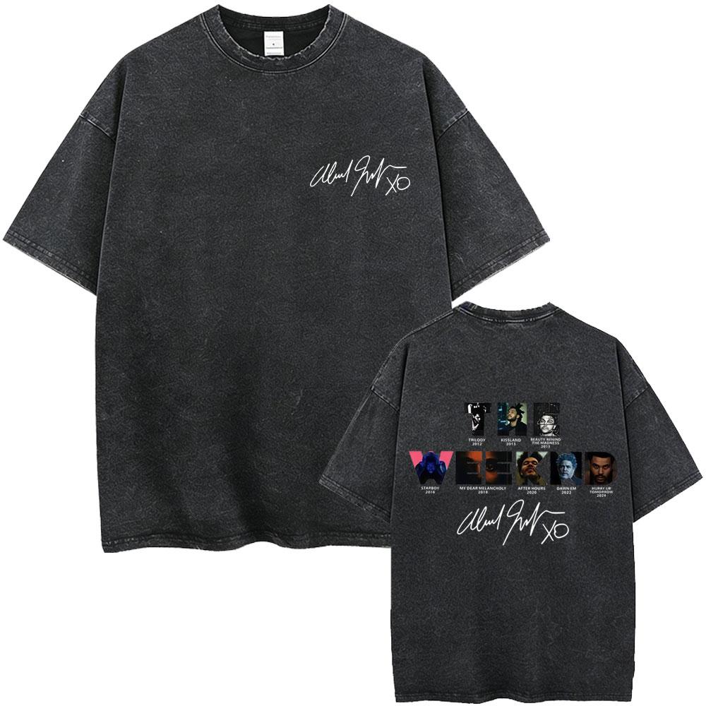 Washed Vintage Rapper The Weeknd Tshirt Hurry Up Tomorrow 2026 T Shirt Men Women Hip Hop Fashion Pop Music Tshirts Streetwear