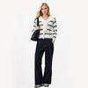 Women's Striped Splicing Long Sleeve Temperament V-Neck Casual Knitwear