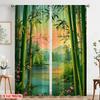 Flat Printing Curtains Chinese Polyester Lotus Landscape Natural Scenery Without Electricity Festive Wall Decor Set Of 2 Made