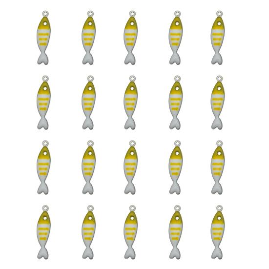 20Pcs Enamel Fish Charms Stainless Steel Fish Pendants Double-sided Striped Mini Fish Charms for DIY Jewelry Making Earring Necklace Bracelet Keychain
