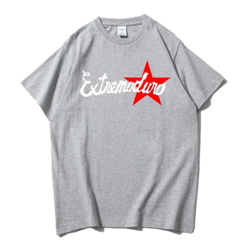 Extremoduro Spanish Rock Theme White TShirt Front GraffitiStyle Band Name Red Star Design Women and Unisex Tshirts Tops