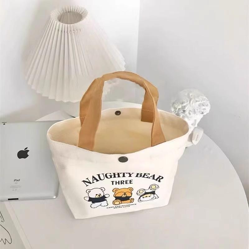 Versatile Canvas Handbag: Compact Lunch Bag for Female Students and Office Workers