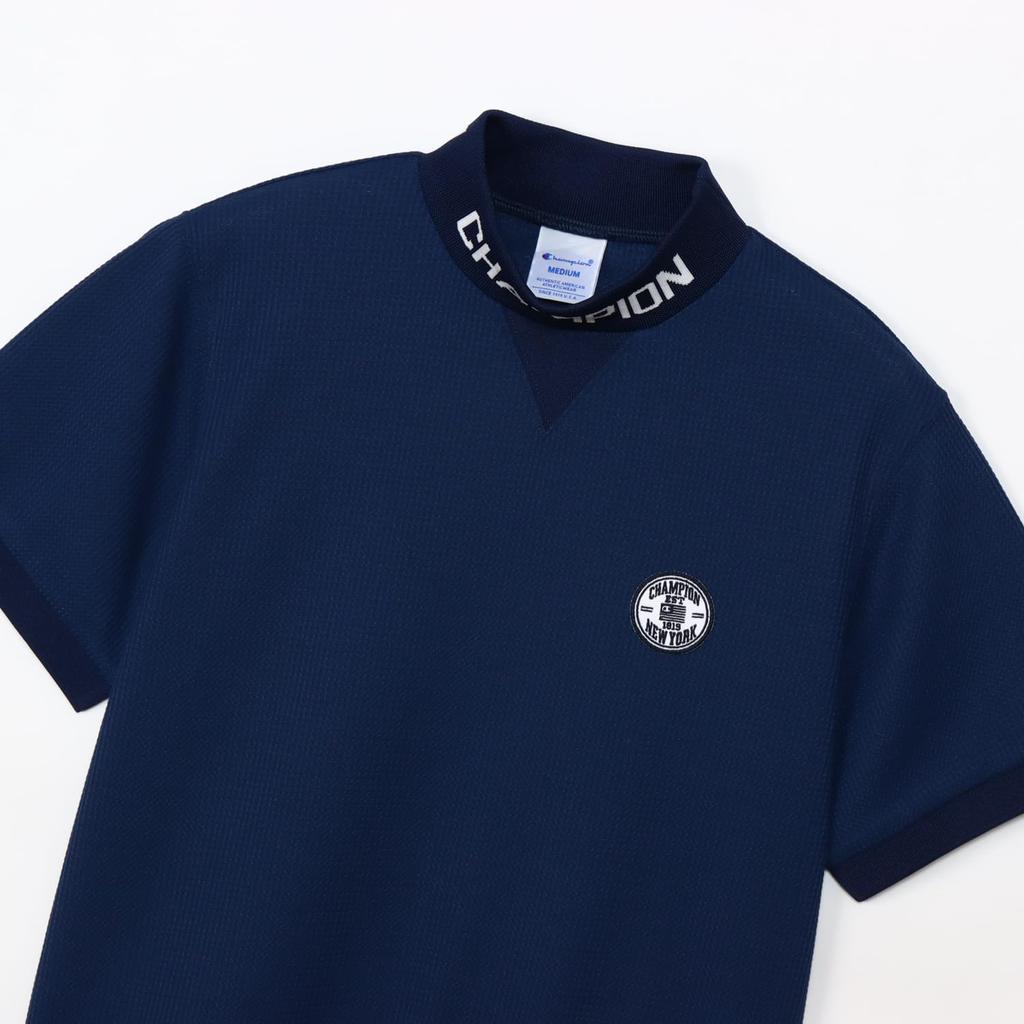 Short Odor Quick UV Heat Graphic Logo Short Sleeve Mock Neck Navy [Champion] T-shirt, Sleeve, Antibacterial, Resistant, Drying, Protection, Shielding,