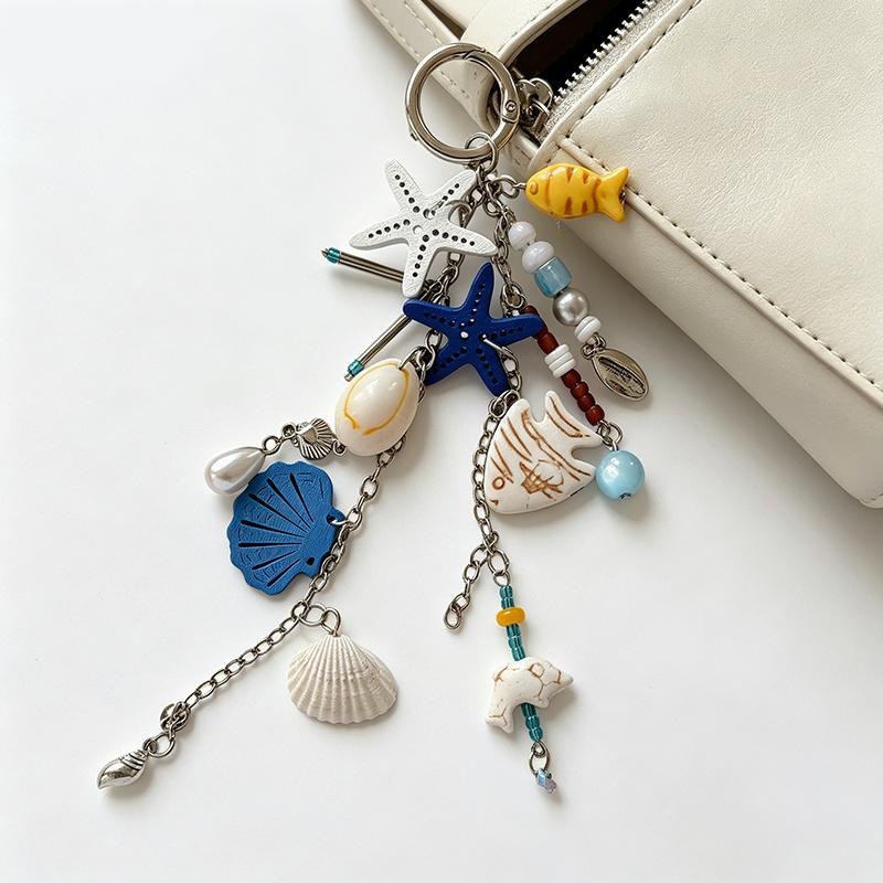 Bag Charm Starfish Sea Star Ocean Series Trendy Bag Pendant Car Charm Key Ring Decorative Accessory Decoration