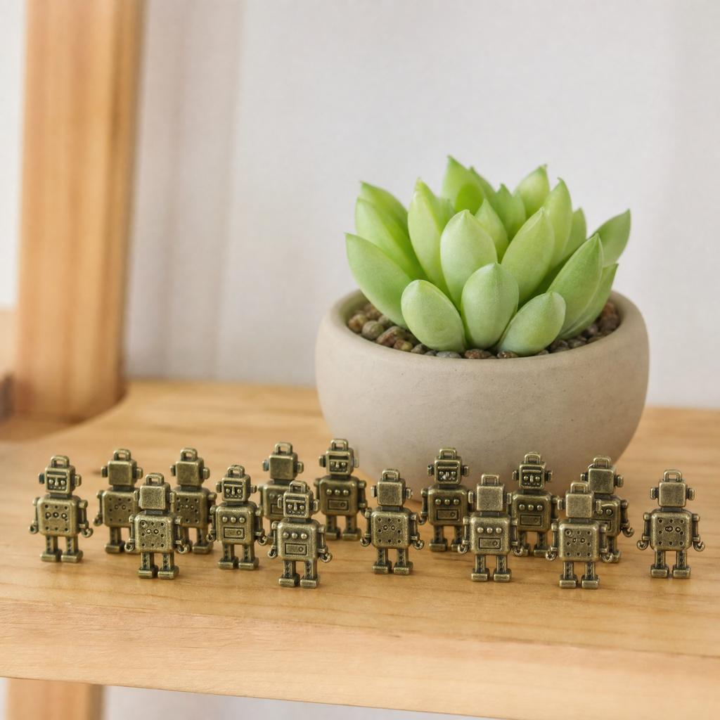 Vintage Green Robot Figurines Pack of 50 for Home Decor Shelf Decoration Party Favors
