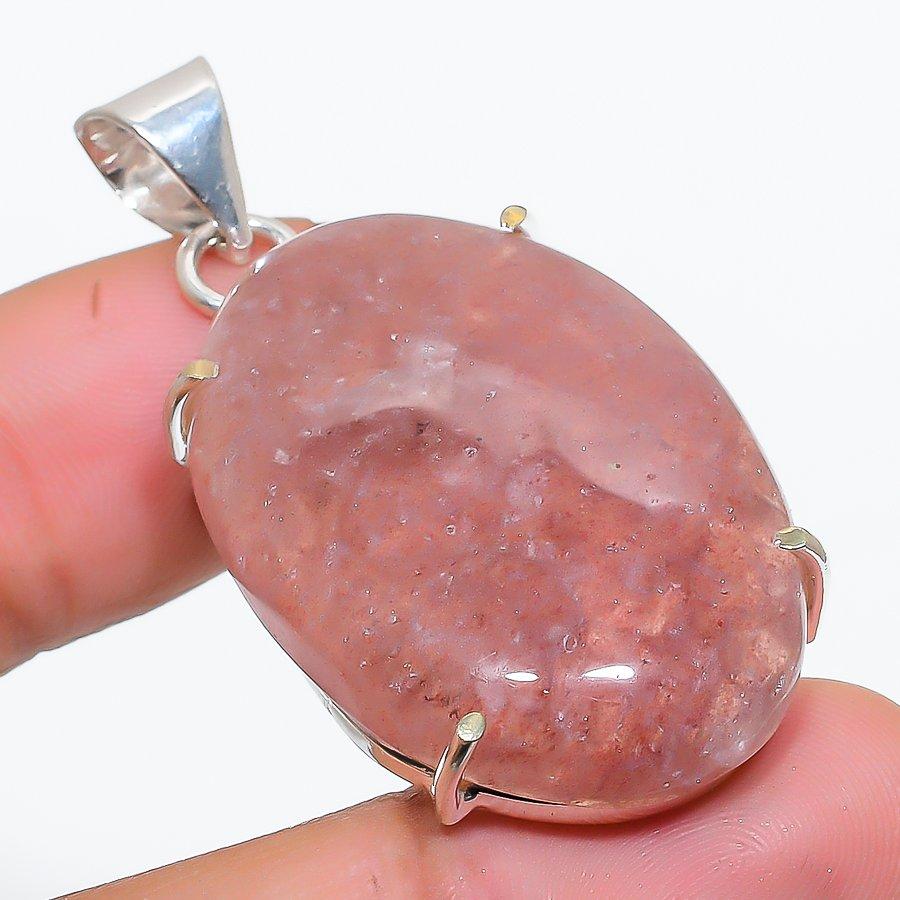 

Strawberry Quartz Gemstone 925 Solid Sterling Silver Jewelry Pendant 1.85 SU-10242