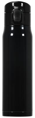 Pearl Metal Water Slim Stainless Direct Bottle, 500ml, One-Touch Opening, Type, Steel, Drinking, Black, HC-649