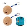 Round Floating Cork Keyring Ball Wooden 2pcs Accessories