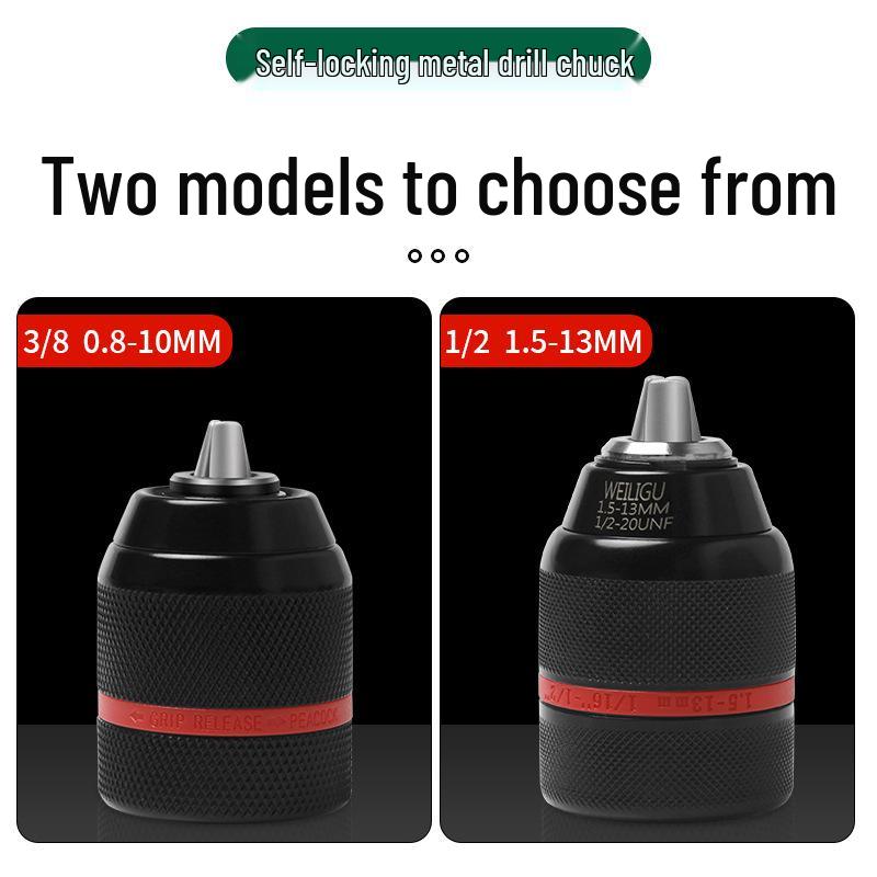 Self-Locking Ratchet Drill Chuck 1.5-13mm Quick-Change Adapter, 20/24UNF.