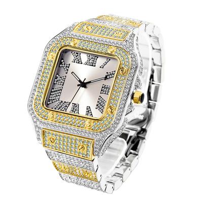 Europe and The United States Roman Scale High-end Fashion Hip Hop Diamond Full Diamond Square Men's Watch