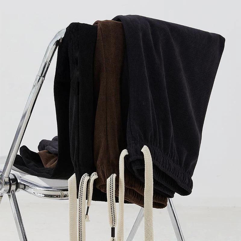 Pants for Women Plus Size Thickened Stretchy Elastic High Waist Long Trousers Solid Colour Fleece Casual Wide Leg Pants