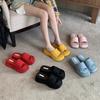 Premium sense thick bottom one-word drag women's summer outer wear design sense niche muffin open toe cool slippers