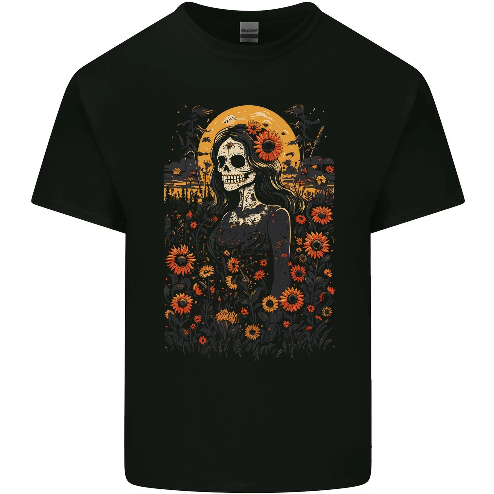 DOTD Sugar Skull Girl Day of the Dead La Catrina Kids T-Shirt Childrens 4XL