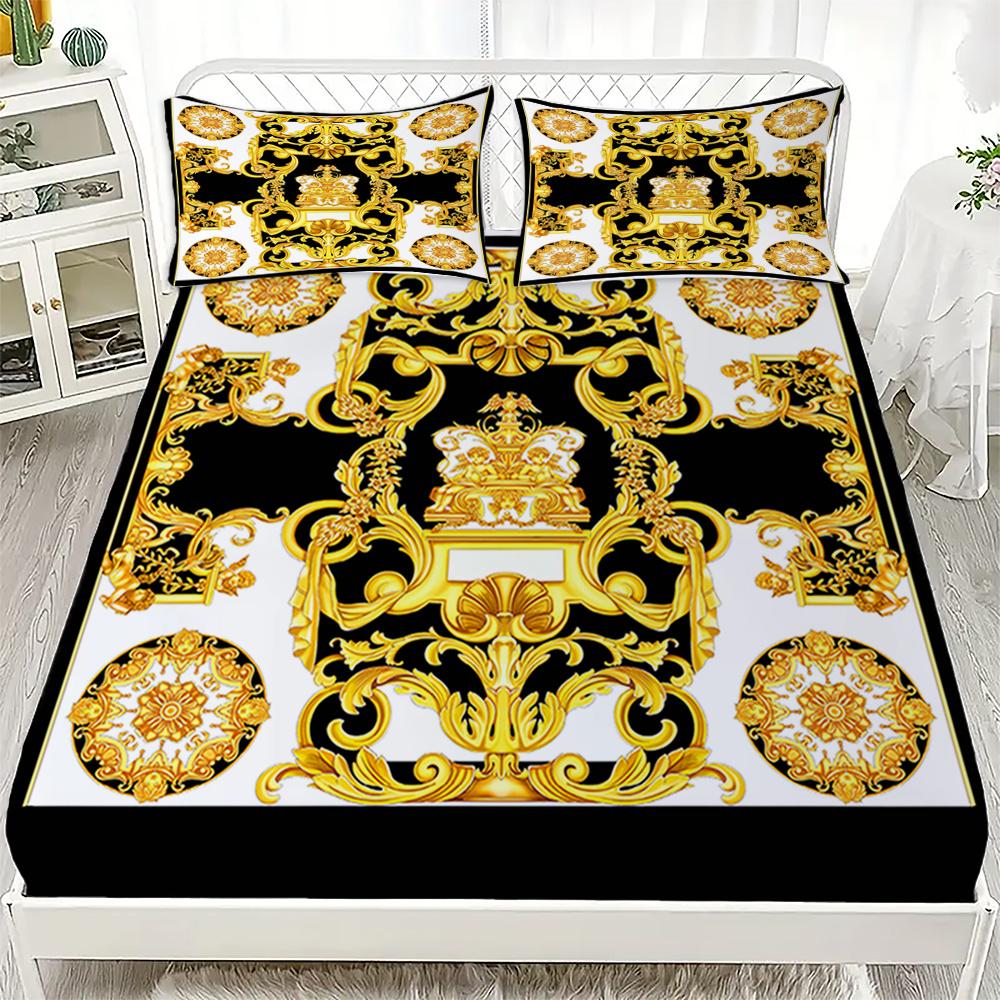 Luxurious European Style 3Pc Sheet & Pillowcase Set - 100% Polyester Breathable Fabric, All-Season, Machine Washable, Digital