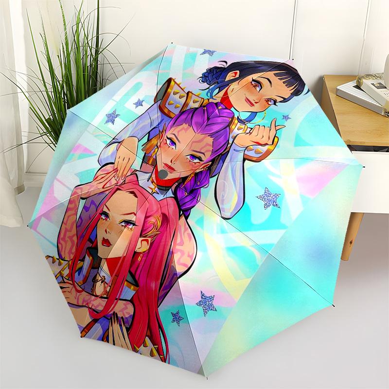 

1pc Fantasy Heroes: A Colorful Trio Umbrella with Plastic Handle,Suitable for All Seasons Home Travel Outdoor UmbrellaFP034