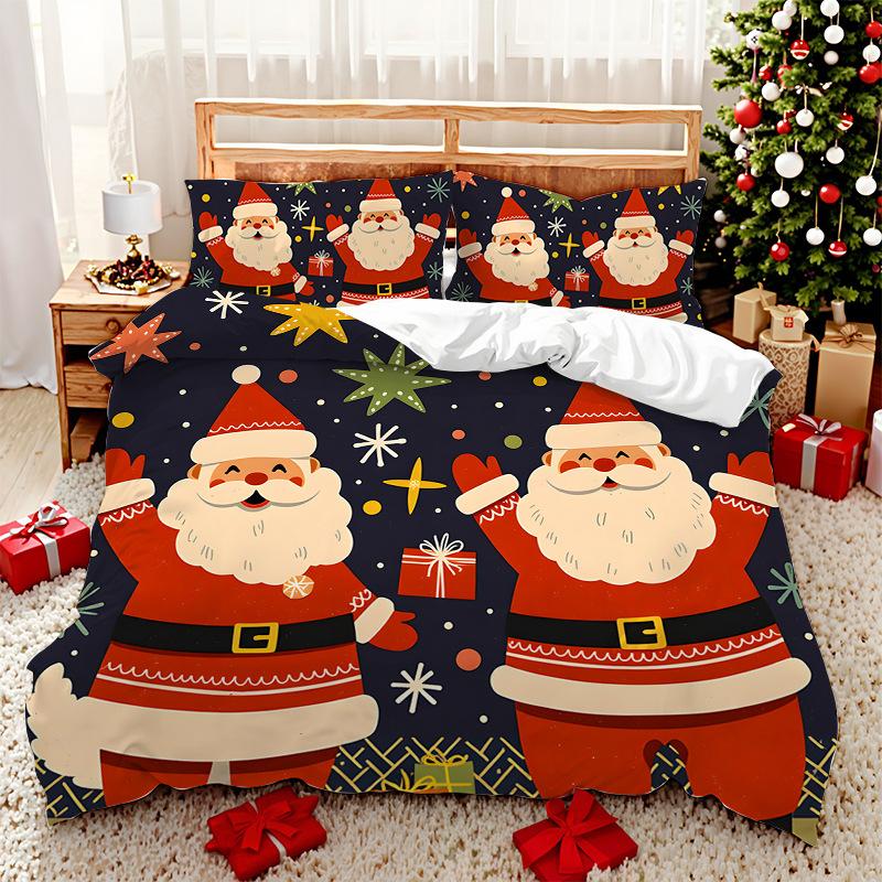 3D Digital Printed Bedding Two Three Piece Santa Polyester Quilt Set