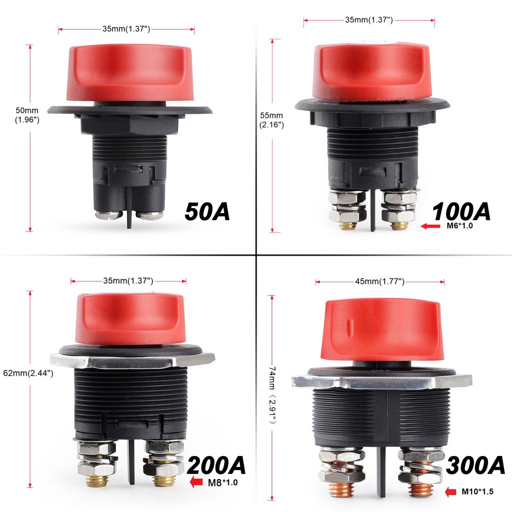 50 100 200 300A Car Battery Race Rally Switch 12V Battery Disconnector Isolator Cut Off Switch Kit For RV Motorcycle Truck Boat