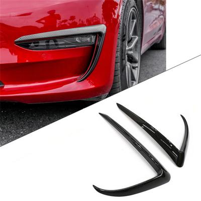 Carbon Fiber Look Front Fog Light Eyebrow Cover Trim For Tesla Model3 2017+