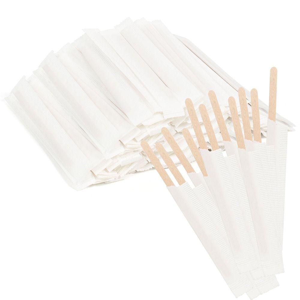 100Pcs Eco-Friendly Wood Blenders Individually Wrapped Stir Sticks Coffee Stirrers Cocktail