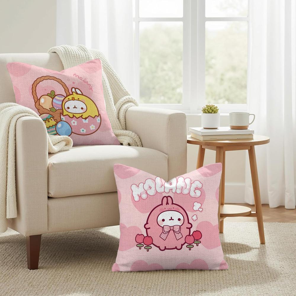 Classic MMolang Cushion Cover Natural Linen Organic Fabric DoubleSided Printing Couch Pillow Covers Home Decor