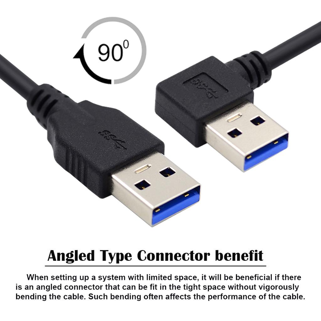 U3-069-LE 90 Degree Angled USB 3.0 Type-A Male To Straight 3.0 Type-A Male Cable 40cm 5Gbps Data Cord