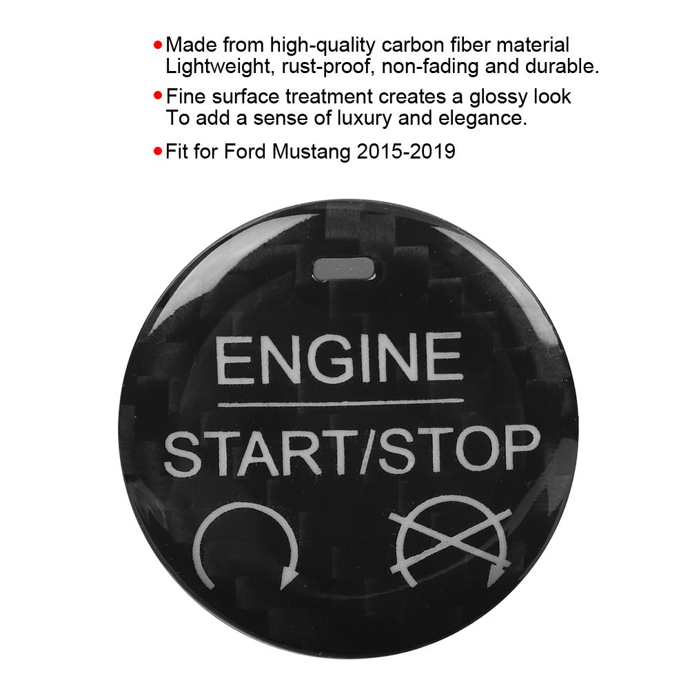 Left Hand Drive Carbon Fiber Start Stop Button Trim Decoration Fit for Ford Mustang 2015 2019