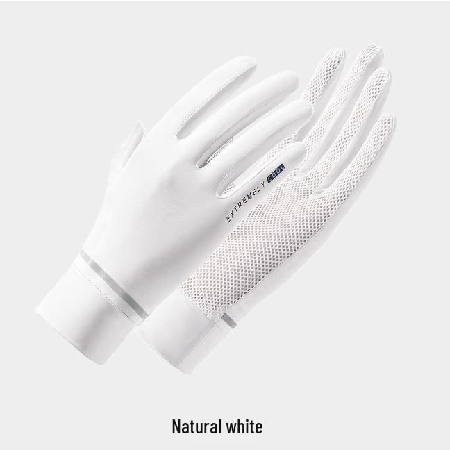 Women s Summer Ice Silk Gloves - UV Protection, Breathable, Non-Slip, Full Finger, Reflective Outdoor Cycling Gloves One Size белый