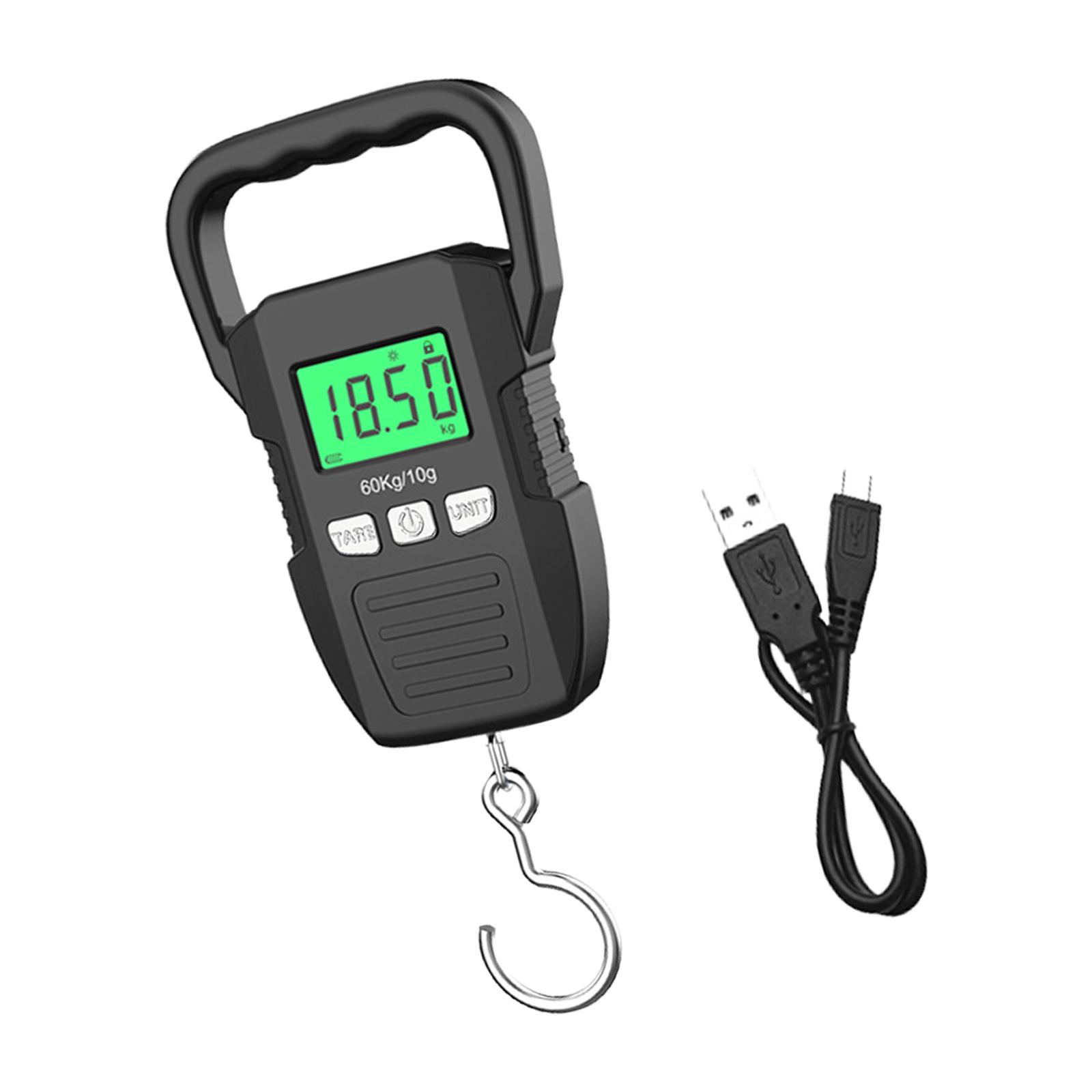 

Portable Digital Weight Scale 60kg Electronic Luggage Hanging Scale Battery/USB Charging LCD Fishing Weighing Balance A