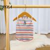 Non-Restrictive Pet Wear Colorful Striped T-Shirt, Sleeveless Thin Straps Dog Breathable Strap Shirt Tank Top with Cute Bear Embroidery for Small Dogs