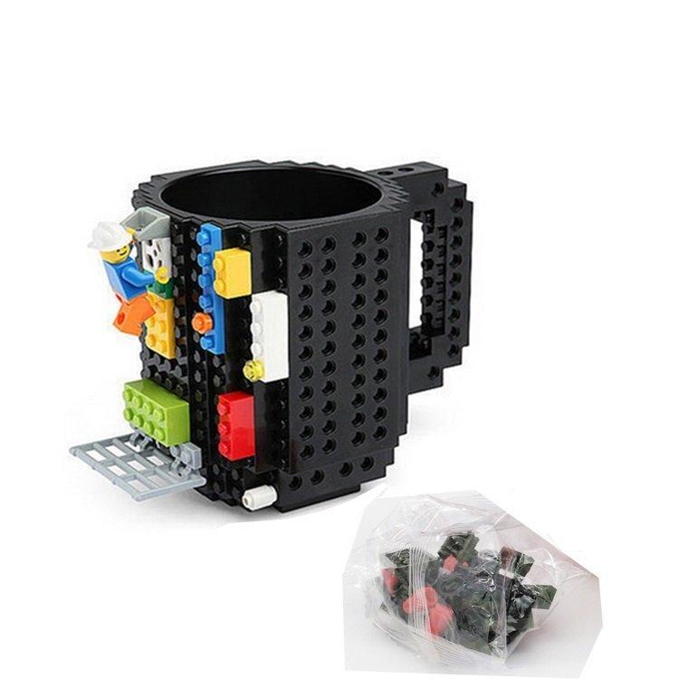 Blok Bulmaca Kupa Kahve Fincanı Tasarımcı Kupa Yapılabilir Tuğla Kendin Yap Farklı Renkler 350ML Yapı Taşları